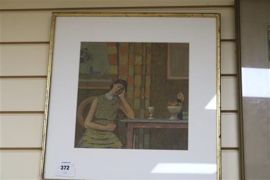 Nicholas Simington Woman seated at a table 29 x 29cm